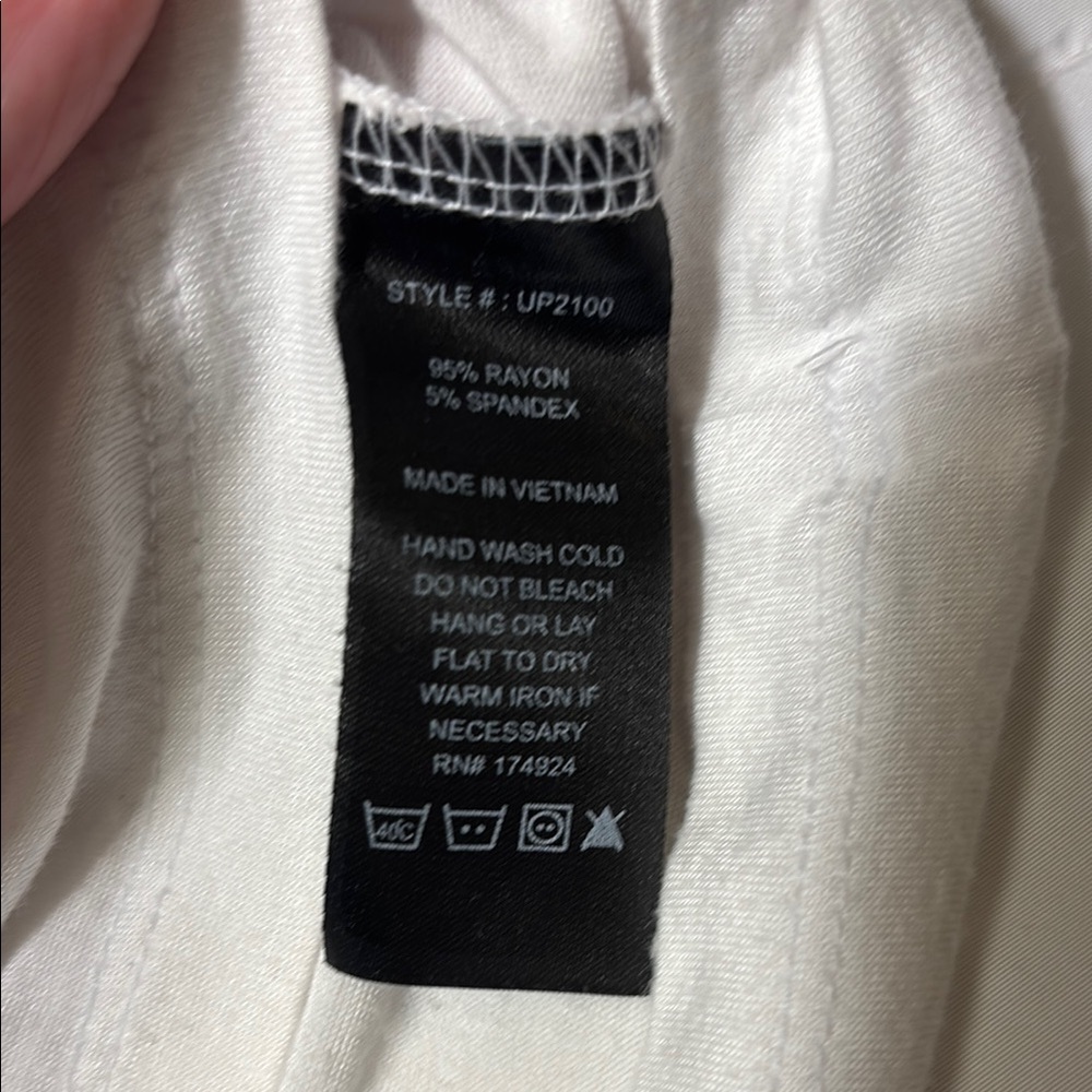 White T-Shirt with Black Ringer Trim Crop - Picture 5 of 6